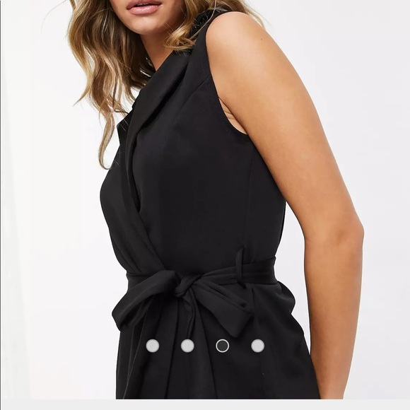 Flounce London tie waist blazer dress in black - Picture 3 of 4